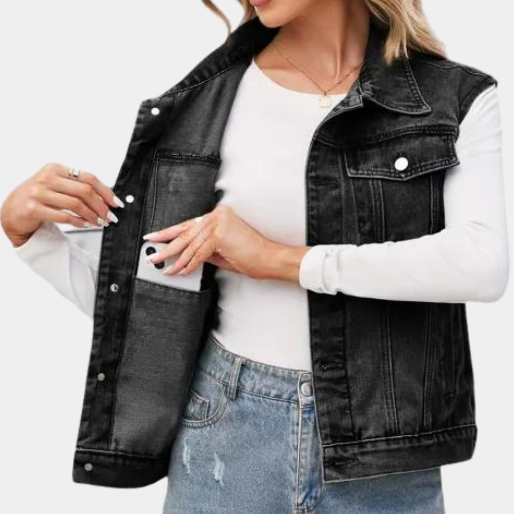 Naisten Denimliivi Klassinen Tyyli 5