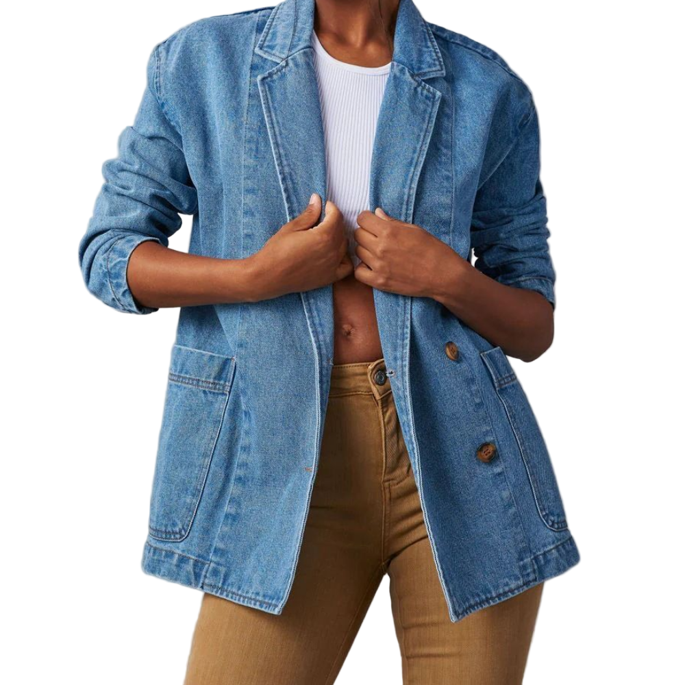Naisten Denimtakki Rento Tyyli 0