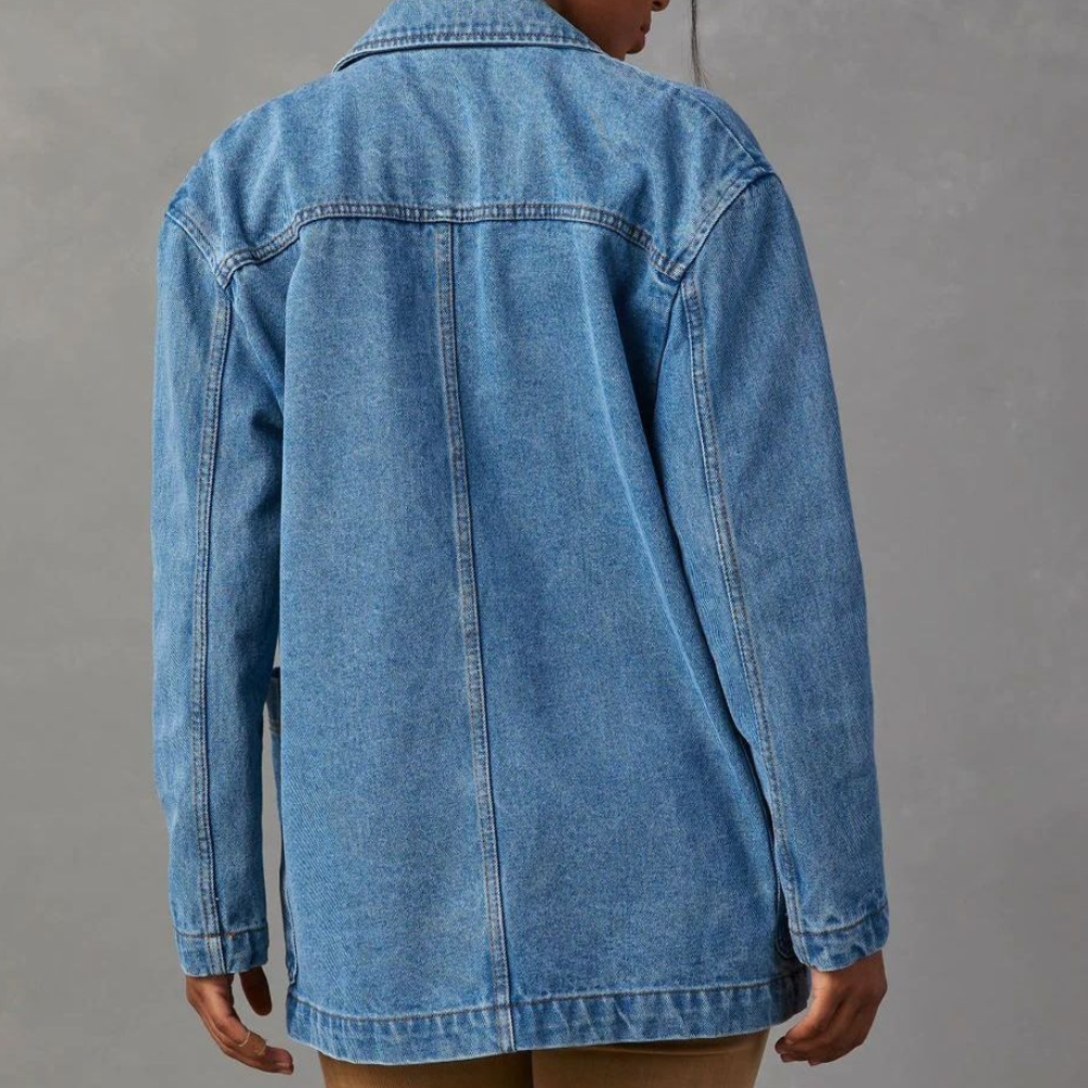 Naisten Denimtakki Rento Tyyli 4