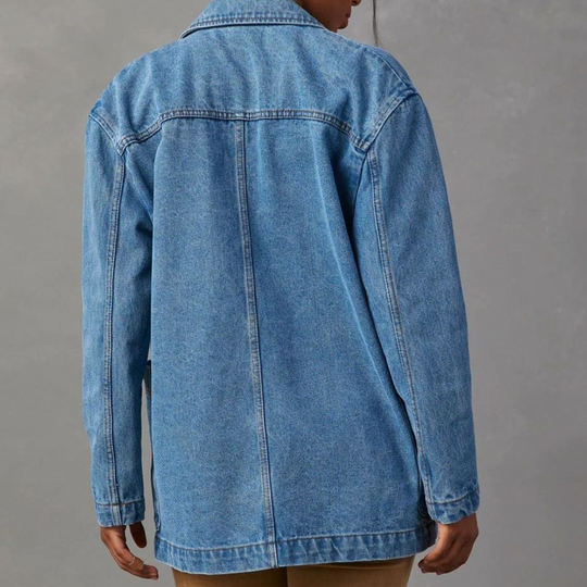 Naisten Denimtakki Rento Tyyli 4