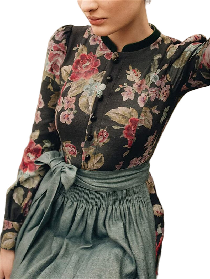 Naisten Dirndl-mekko Kukkakuviolla 0