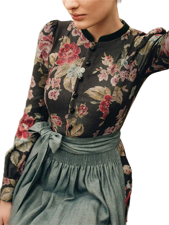 Naisten Dirndl-mekko Kukkakuviolla 0