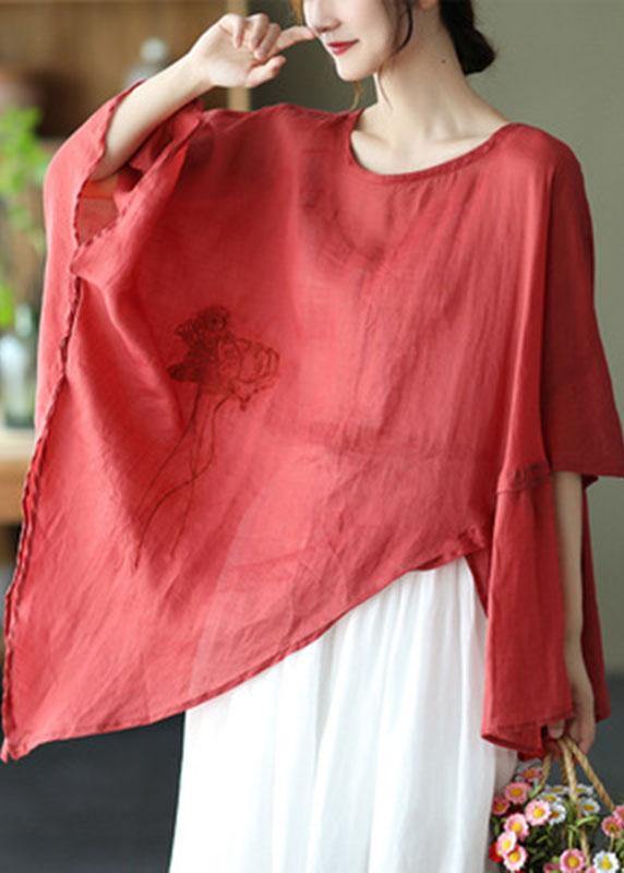 Naisten Epäsymmetrinen Design Brodeerattu Kesäpaidan Yläosa 1