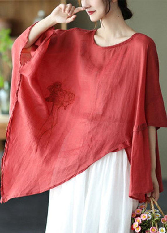 Naisten Epäsymmetrinen Design Brodeerattu Kesäpaidan Yläosa 1