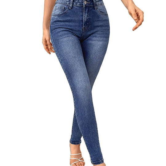 Naisten Farkut Korkealla Vyötäröllä Kapealla Istuvuudella Trendikäs Ilme 12