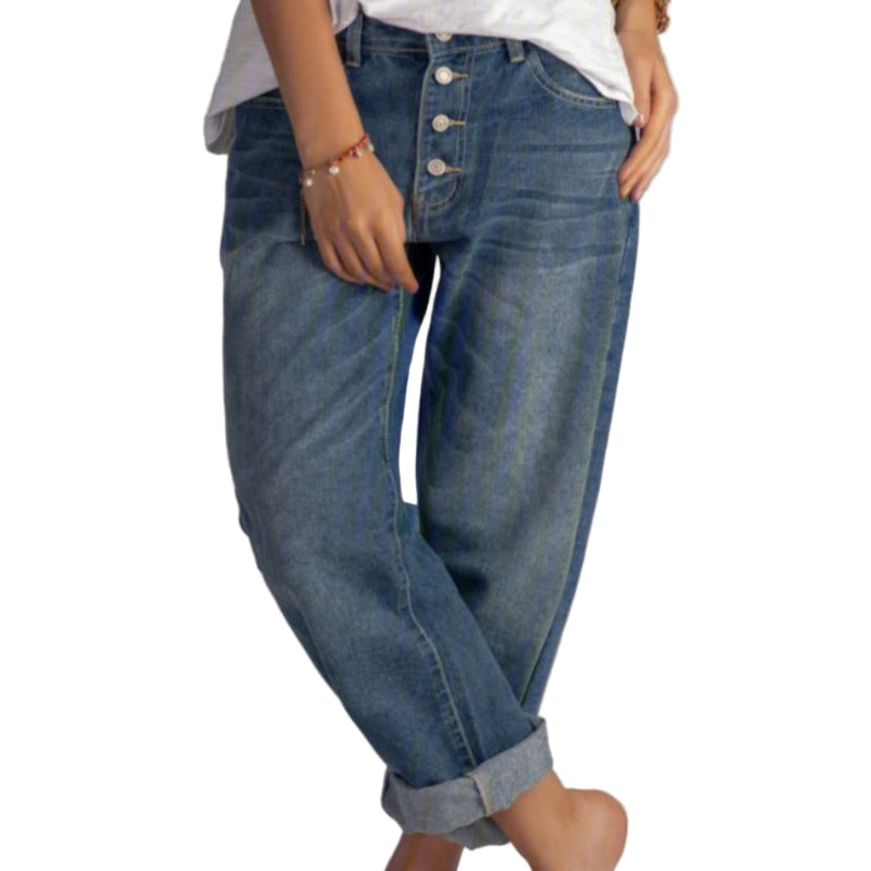 Naisten Farkut Vintage-tyylillä Korkea Vyötärö Kestävä Denim 0
