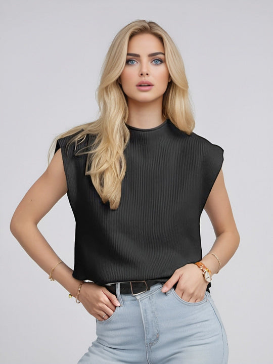 Naisten Hihaton Turtleneck Neule Villasekoite Ribbikuviointi 11