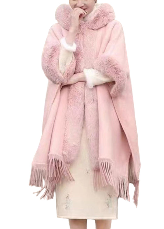 Naisten Hupparivaate Vaaleanpunainen Turkiskaulus 0