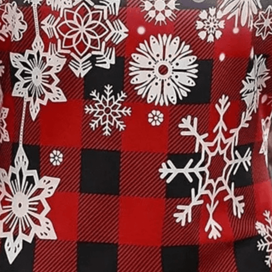Naisten Joulumekko Lumihiutaleilla Punaruudullinen Polyesteri 2