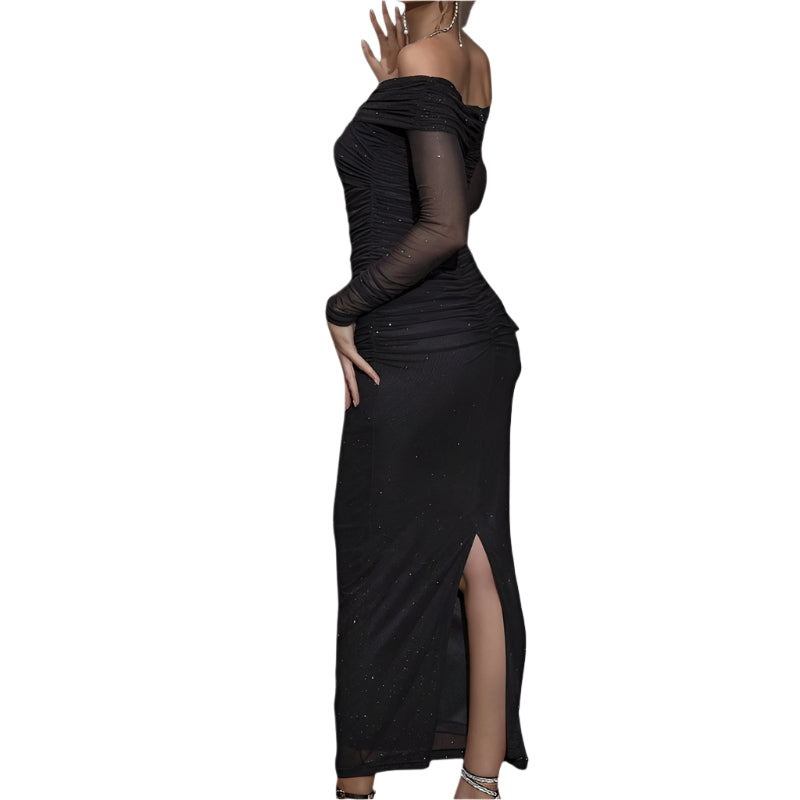 Naisten Juhlamekko Off-Shoulder Pitkähiha Polyesteri 0