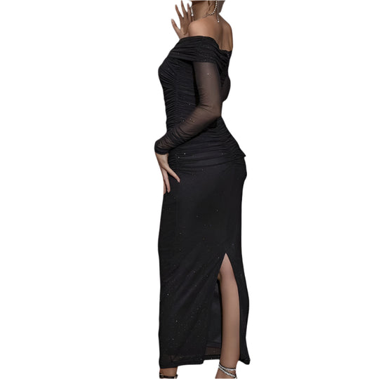 Naisten Juhlamekko Off-Shoulder Pitkähiha Polyesteri 0