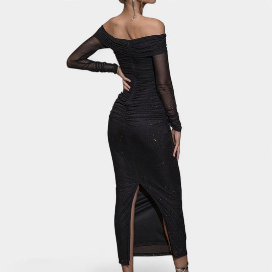 Naisten Juhlamekko Off-Shoulder Pitkähiha Polyesteri 2