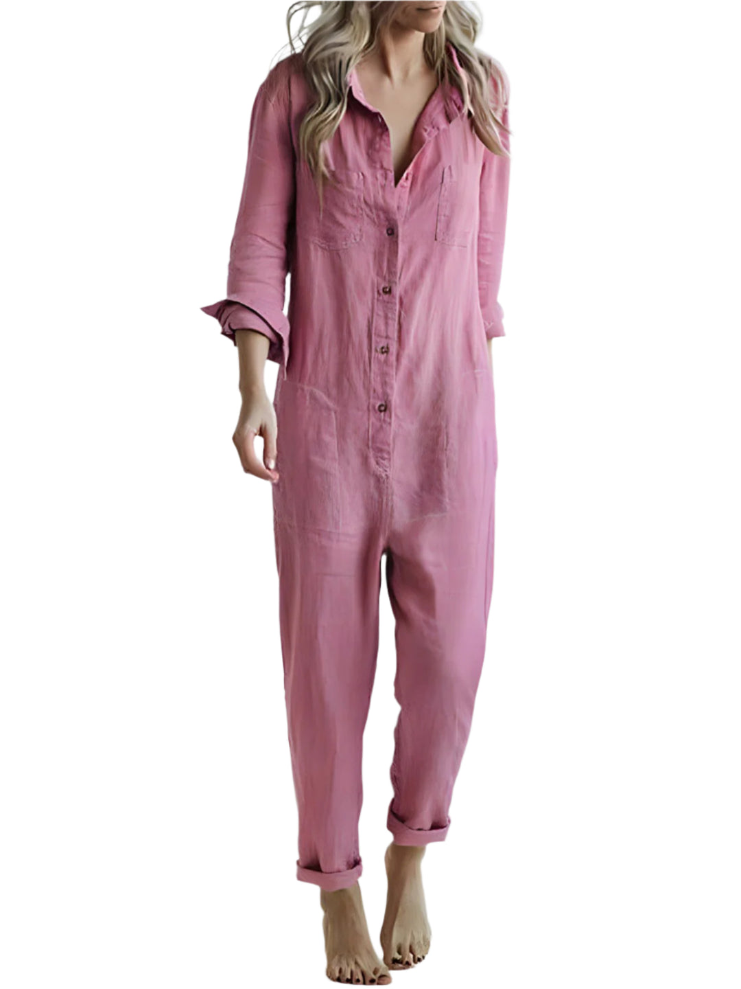Naisten Jumpsuit Polokraagalla ja Kapeilla Housuilla 0