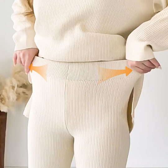 Naisten Kahden Osan Sarja V-kaula-aukolla Leveät Housut 2