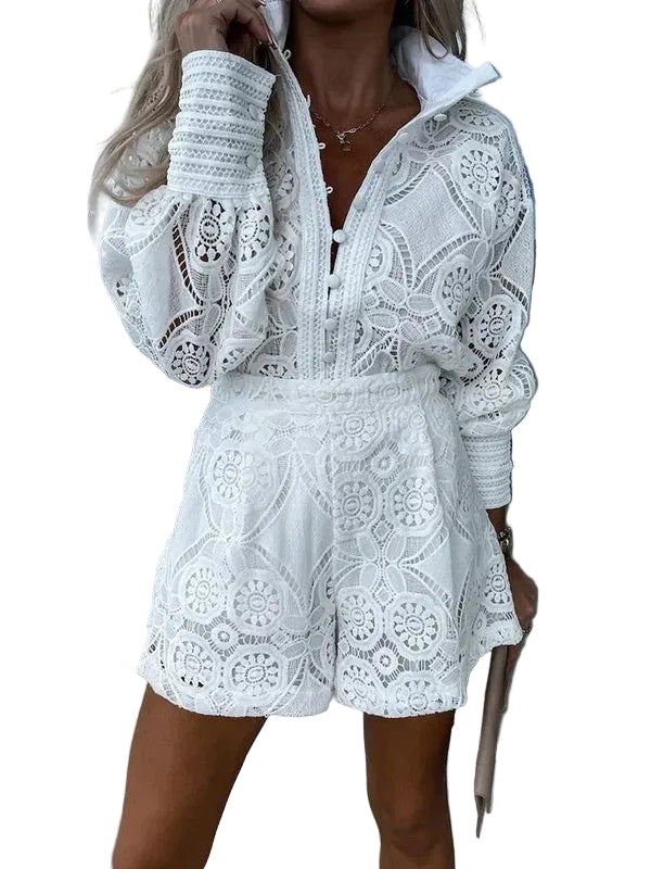 Naisten Kaksiosainen Kesäasu Isla Trendikäs Pitsiyksityiskohdilla 0