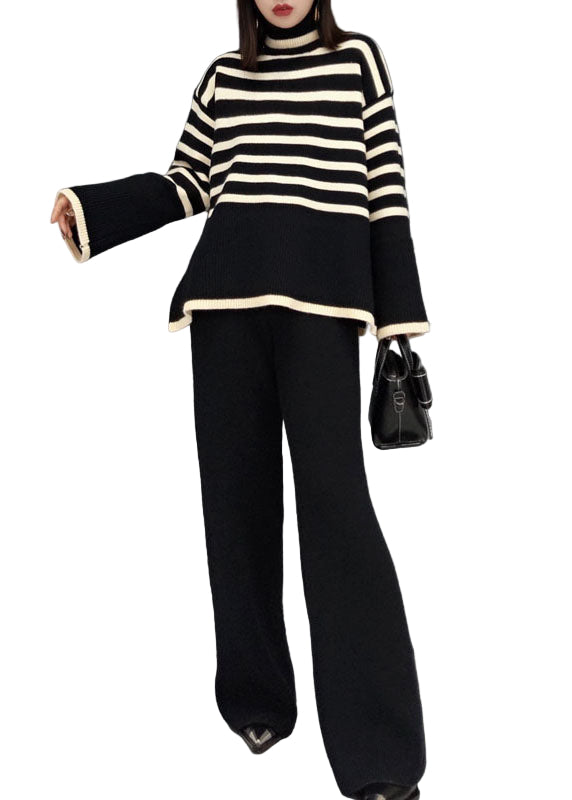 Naisten Kaksiosainen Pukusarja Raidallisella Kilpikonnakaulalla 0