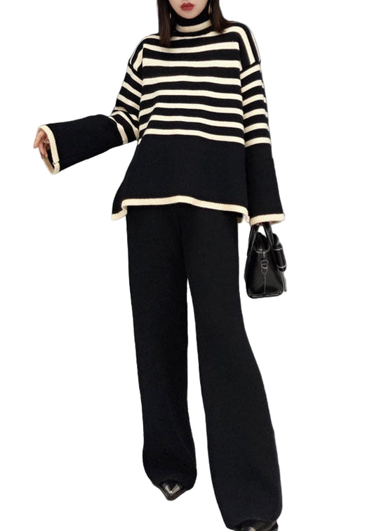 Naisten Kaksiosainen Pukusarja Raidallisella Kilpikonnakaulalla 0