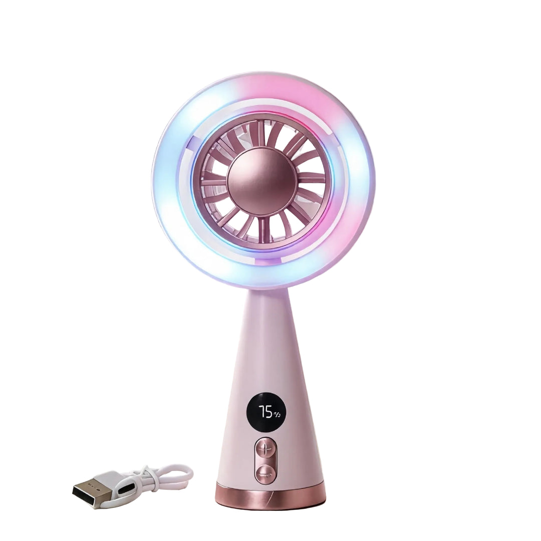 Naisten Kannettava Mini Tuuletin LED-valolla 0