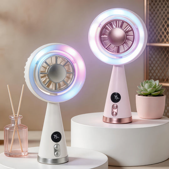 Naisten Kannettava Mini Tuuletin LED-valolla 1