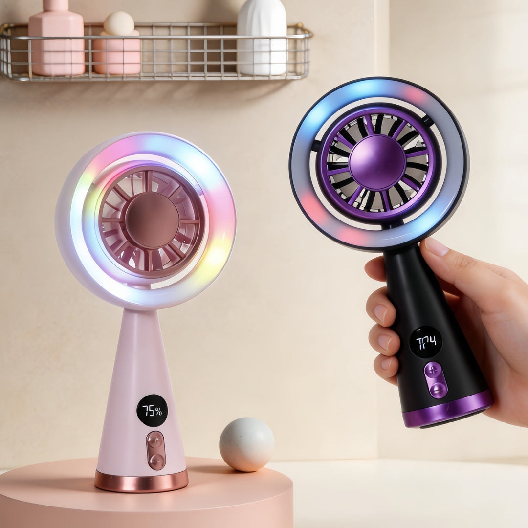 Naisten Kannettava Mini Tuuletin LED-valolla 3