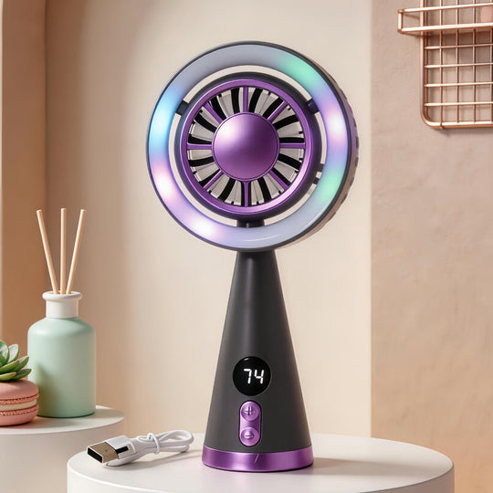 Naisten Kannettava Mini Tuuletin LED-valolla 5
