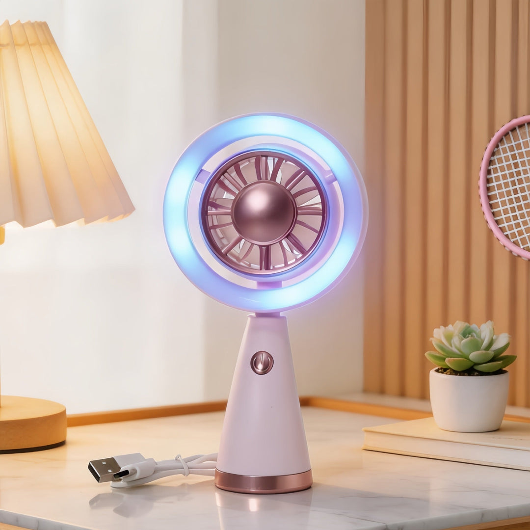 Naisten Käsituuletin Modernilla Muotoilulla RGB-Valaistuksella 5