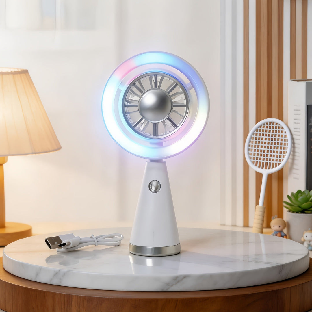 Naisten Käsituuletin Modernilla Muotoilulla RGB-Valaistuksella 6