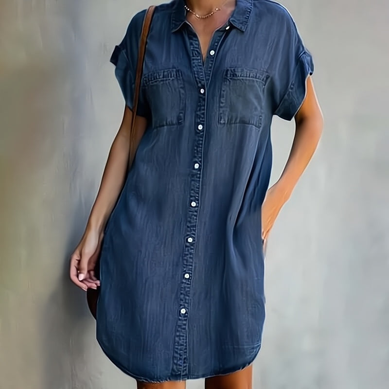 Naisten Kesämekko Moderni Denim Käännettävällä Kauluksella 1