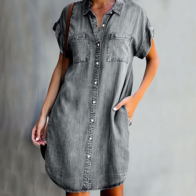 Naisten Kesämekko Moderni Denim Käännettävällä Kauluksella 2