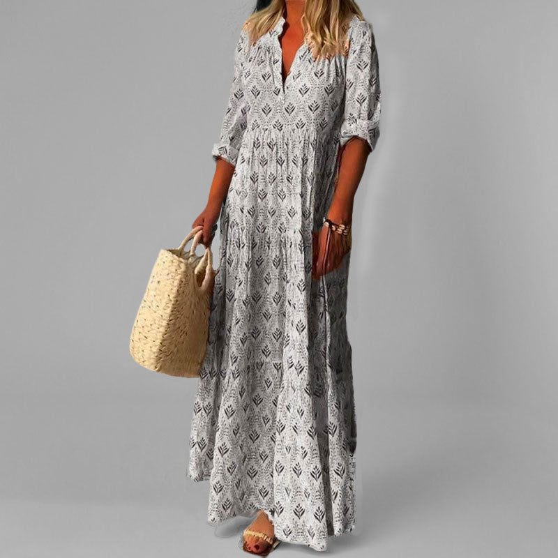 Naisten Kesämekko V-kaula-aukolla Vintage Printillä 3/4 Hihoilla 2