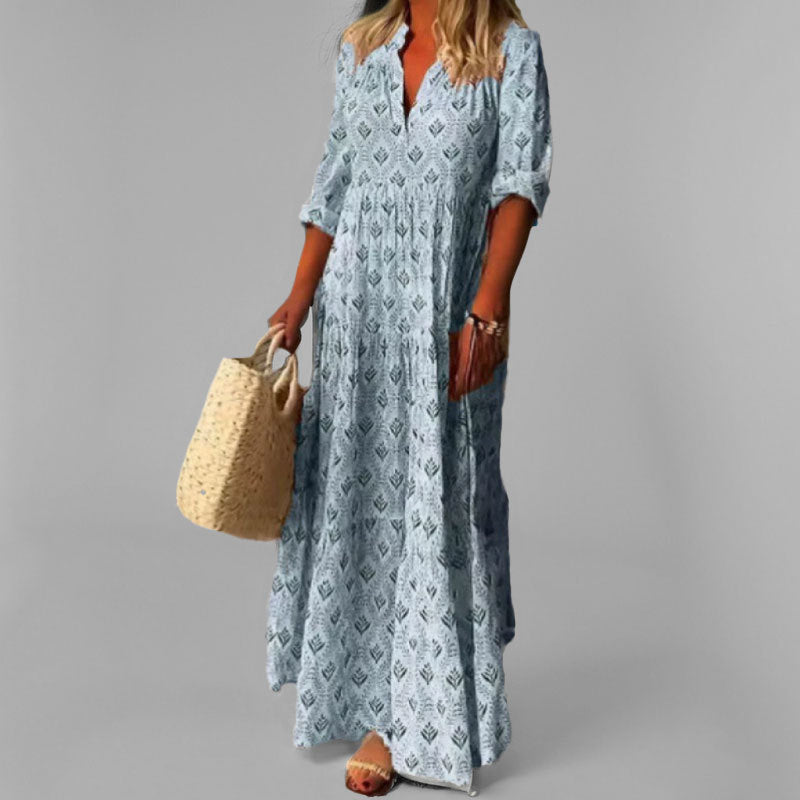 Naisten Kesämekko V-kaula-aukolla Vintage Printillä 3/4 Hihoilla 3
