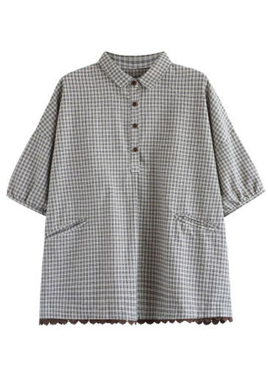 Naisten Kesäpatchwork Puolihihainen Paita Tummanharmaa 4