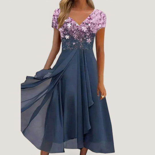 Naisten Kukallinen Midi Mekko Chiffon Kesäiseen Käyttöön 3