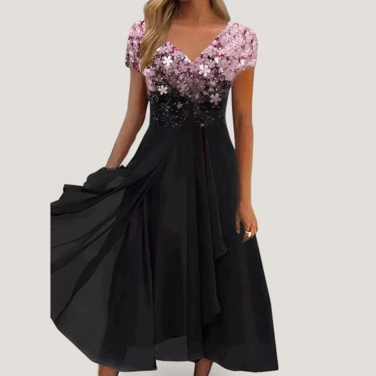Naisten Kukallinen Midi Mekko Chiffon Kesäiseen Käyttöön 4