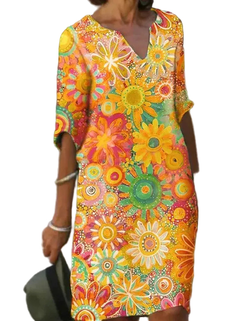 Naisten Kukallinen V-kaula-aukkoinen Kesämekko 0