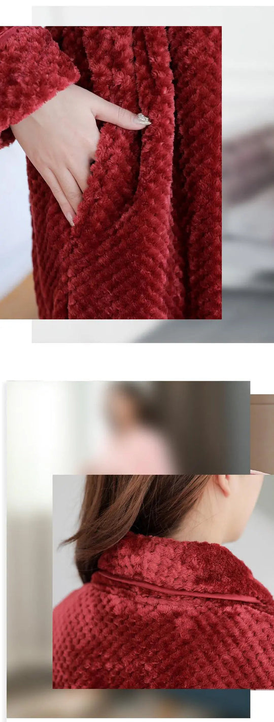 Naisten Kylpytakki Trendikäs Muotoilu Pitkät Hihat 7
