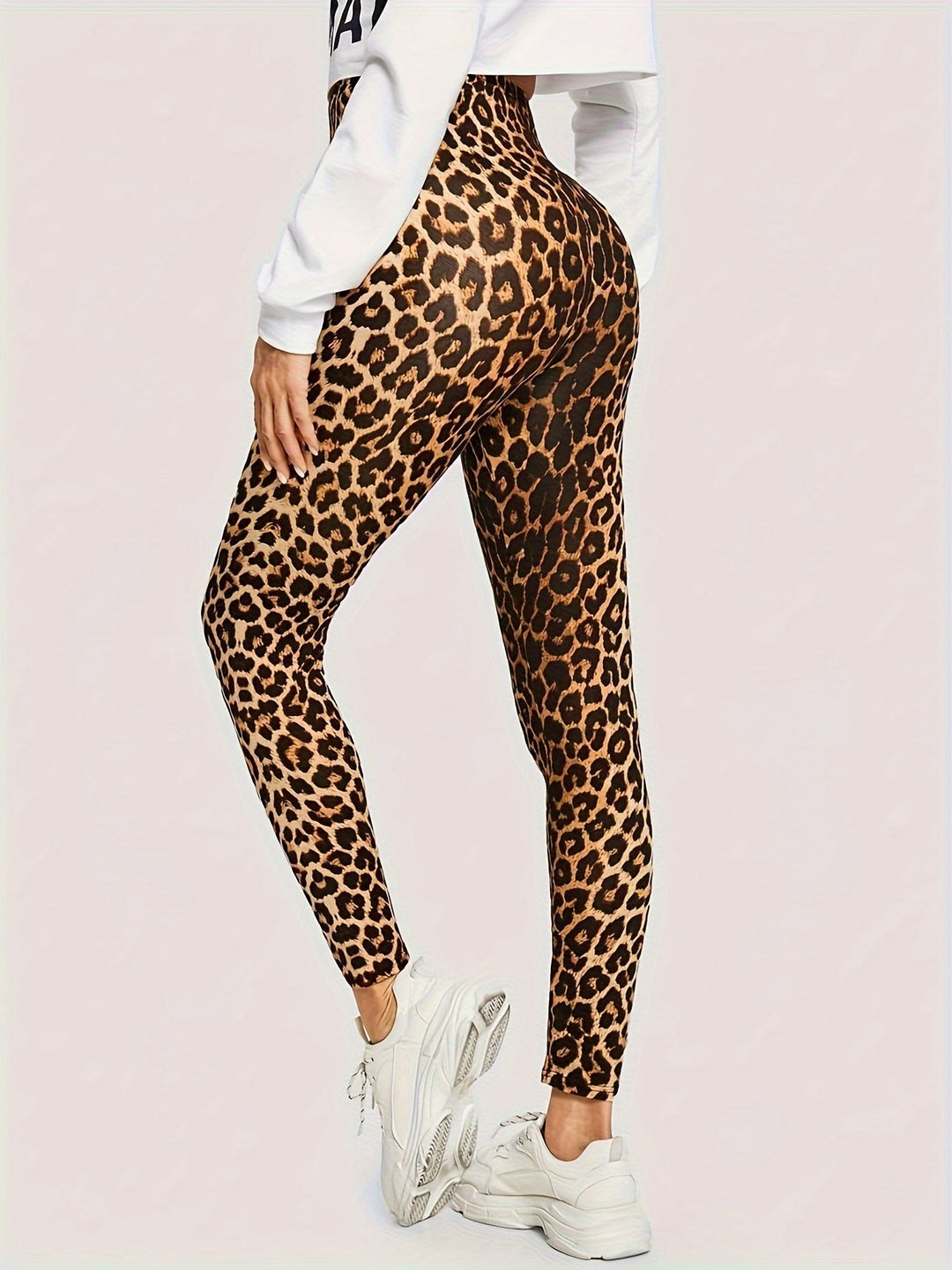 Naisten Leggings Luipaardikuosi Mukava Polyesteri-Spandex 2