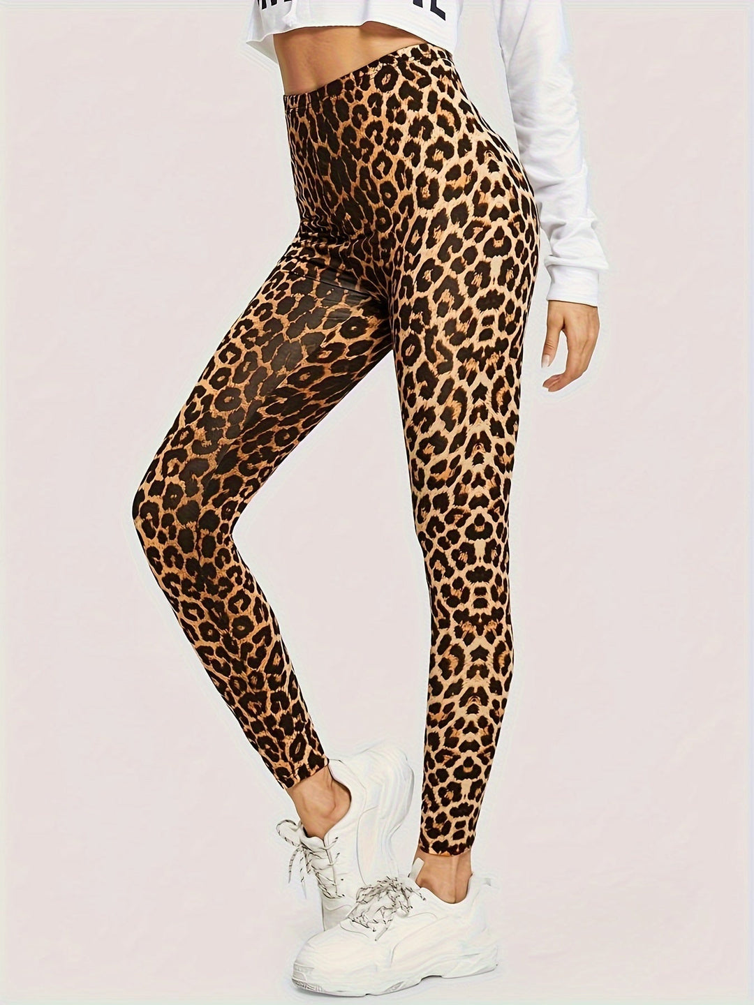 Naisten Leggings Luipaardikuosi Mukava Polyesteri-Spandex 3