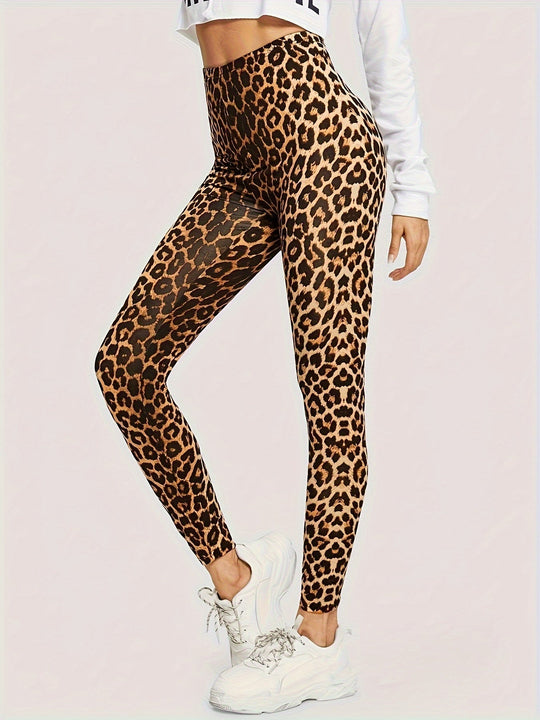 Naisten Leggings Luipaardikuosi Mukava Polyesteri-Spandex 3