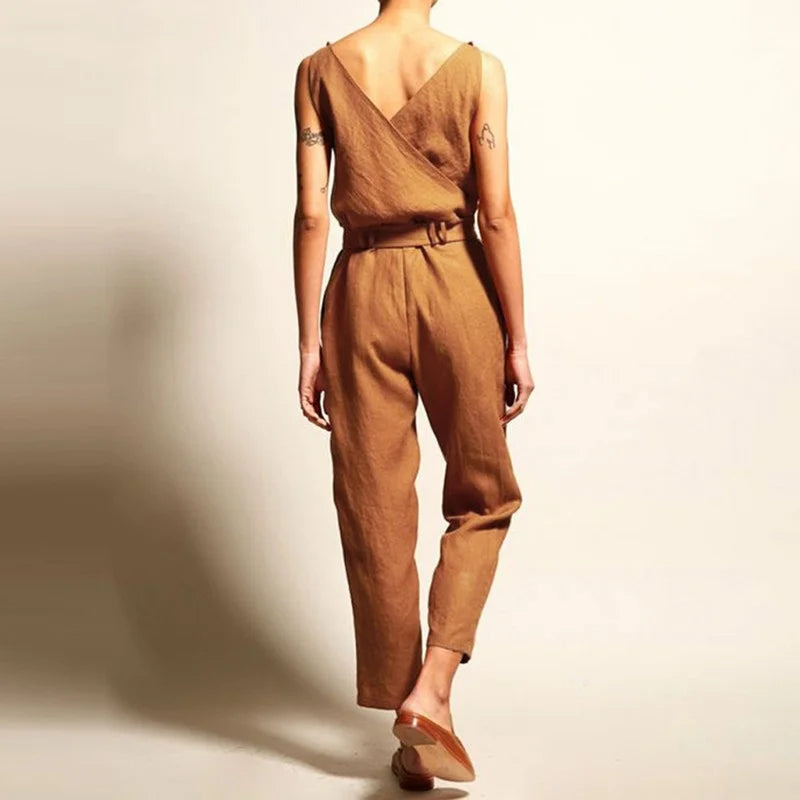 Naisten Linnen Jumpsuit Mukava ja Tyylikäs 3