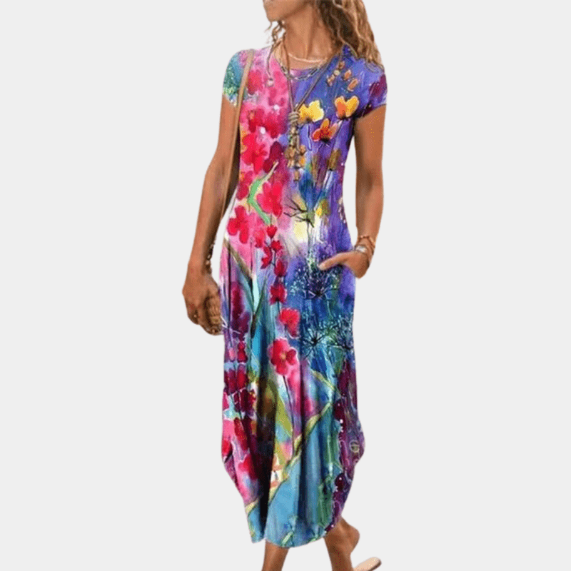 Naisten Maxi Mekko Tyylikäs Kevyt Kangas Kesämekko 2