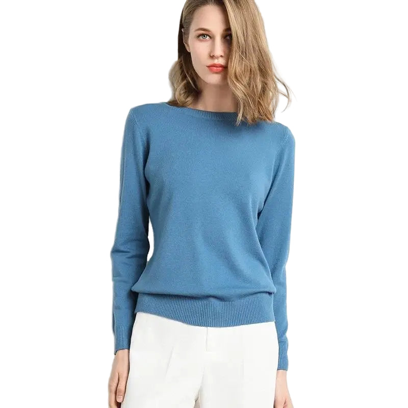 Naisten Merinovillaneule O-kaula Pullover Pitkähihaiset 0