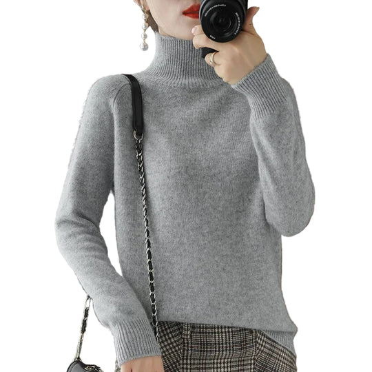 Naisten Merinovillapusero Mock Neck Kevyt Pullovers 6