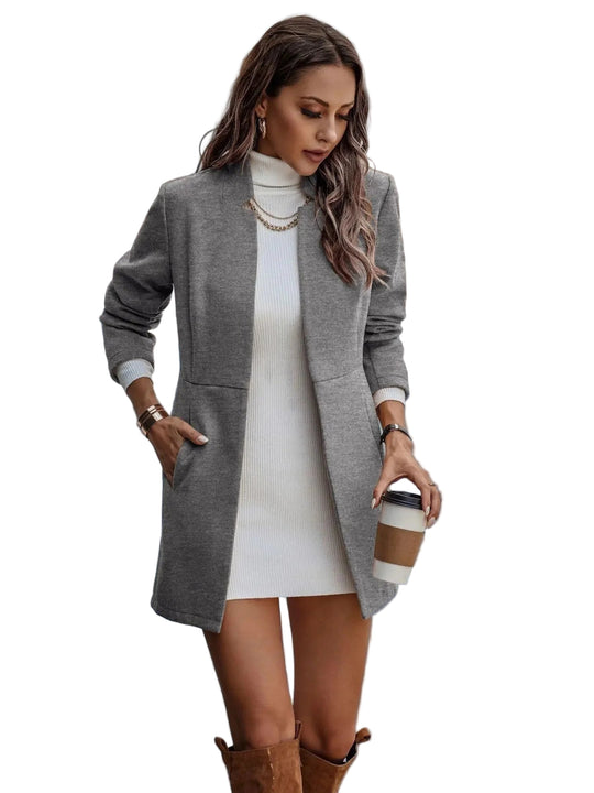 Naisten Midi-Pituinen Avoin Bleiseri Moderni 0