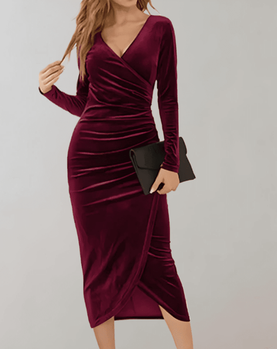 Naisten Midi Mekko Bodycon Veluurista 3
