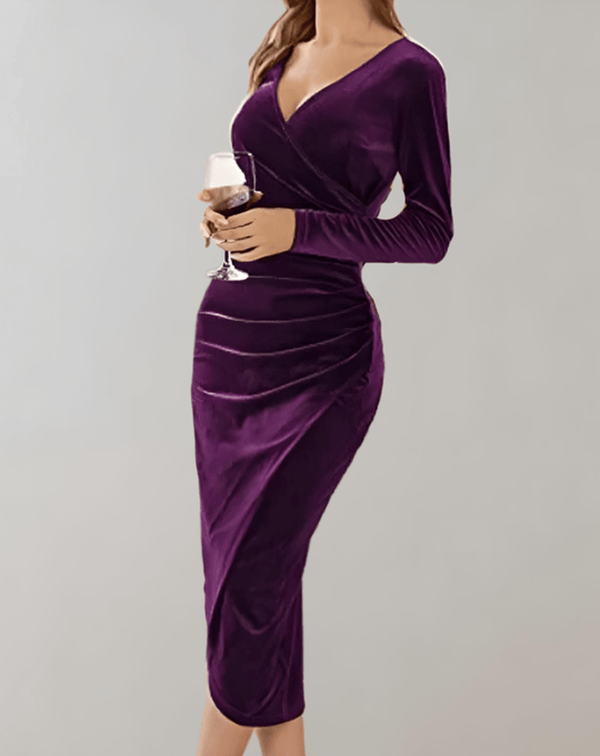 Naisten Midi Mekko Bodycon Veluurista 4