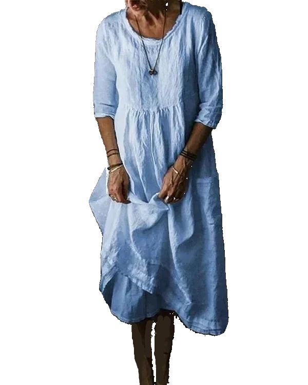 Naisten Midi Mekko Vintage-tyyli Puuvilla-Liina 0