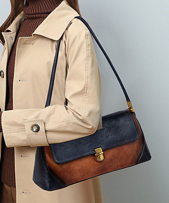 Naisten Nahkainen Tote Käsilaukku Värikontrastilla 1