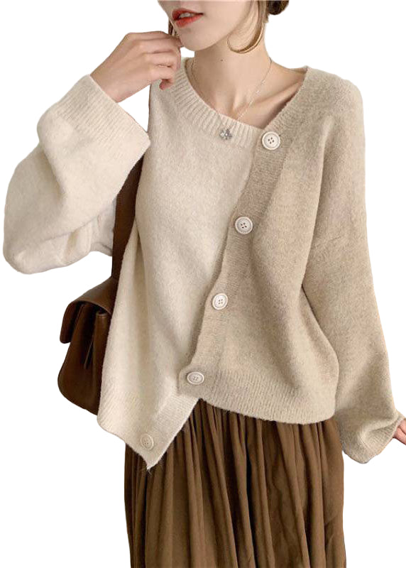 Naisten Neulepusero Epäsymmetrinen Nappi 0