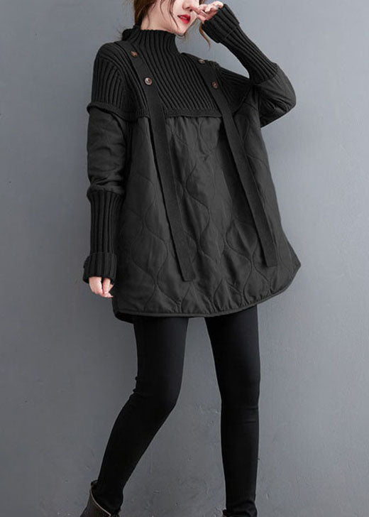 Naisten Neulepusero Musta Tilkkutäyte 1